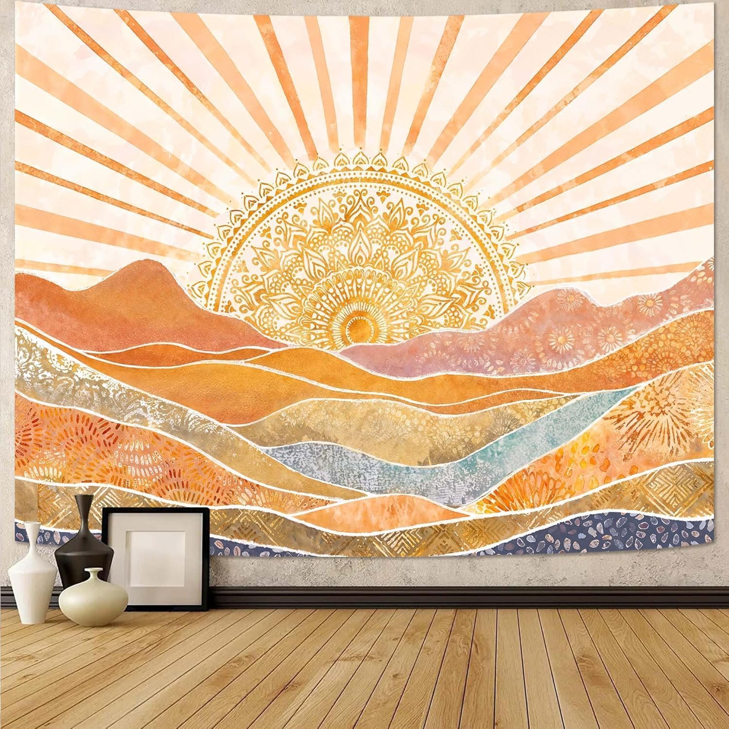 Aesthetic Boho Sun Mountain Ta - Wall Scroll Tapestry ulasan dan harga