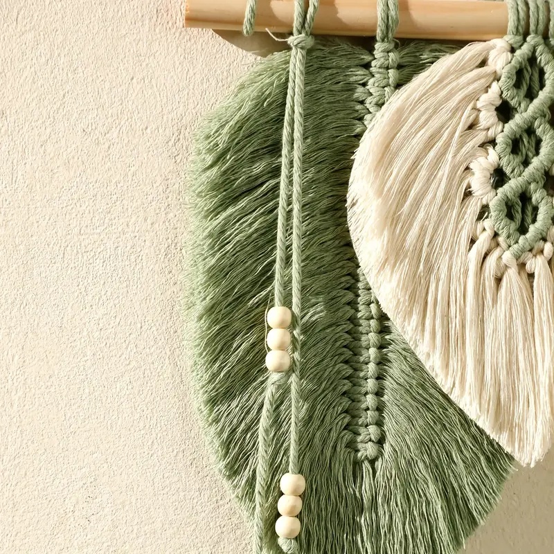 Handmade Macrame Leaf Wall Han - Wall Scroll Tapestry ulasan dan harga