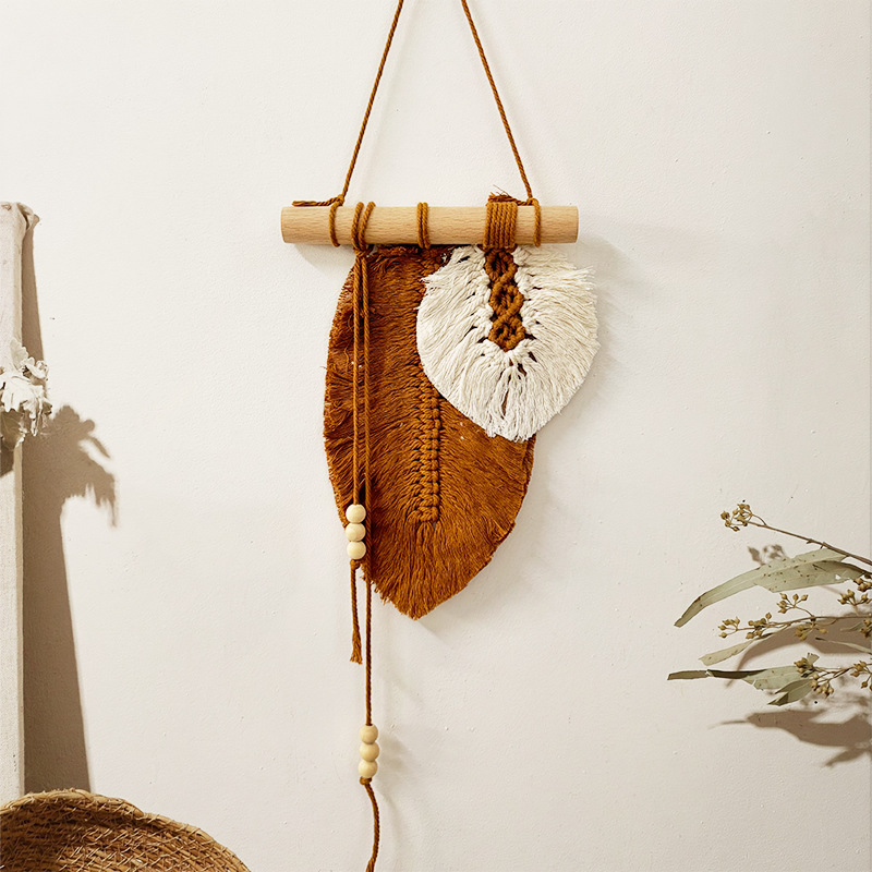 Handmade Macrame Leaf Wall Han - Wall Scroll Tapestry ulasan dan harga