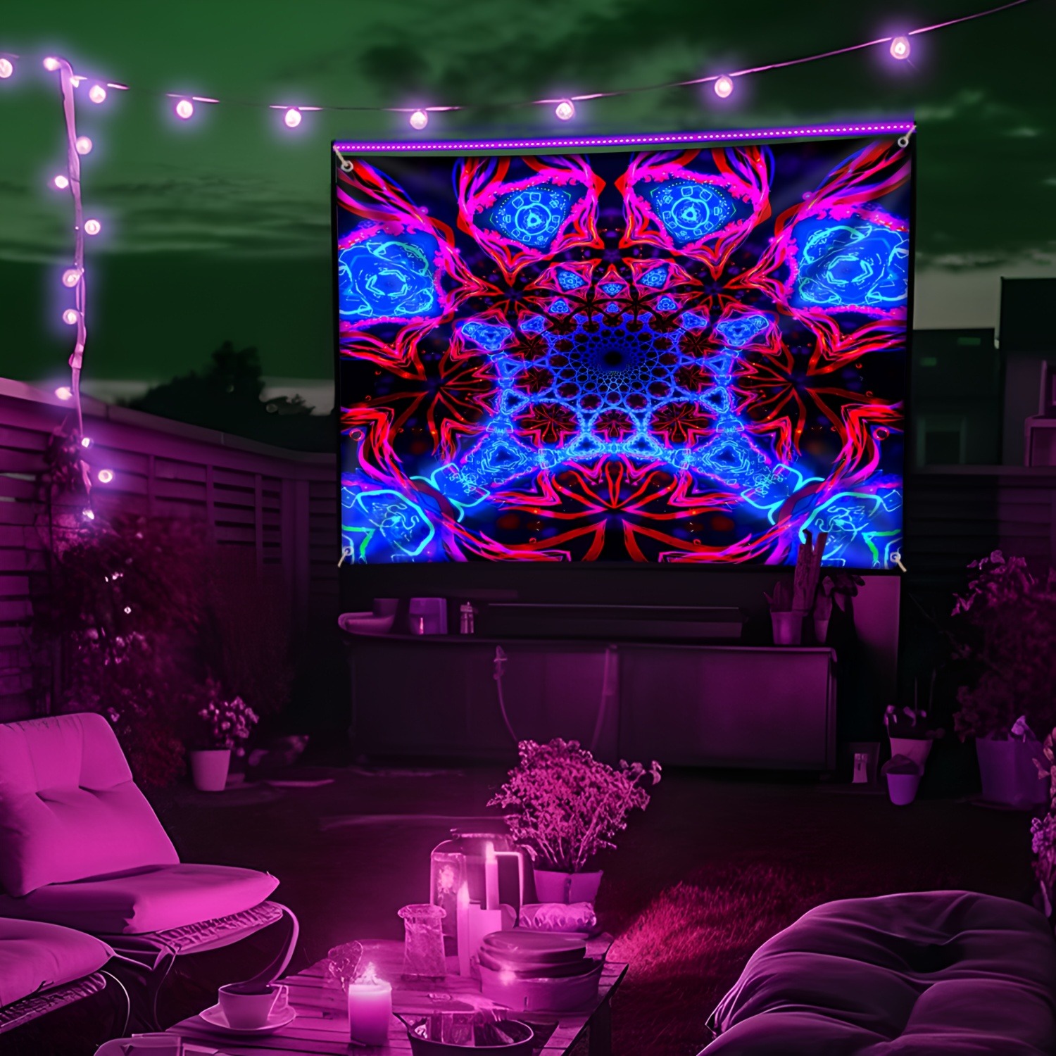 Psychedelic Geometric Pattern  - Wall Scroll Tapestry ulasan dan harga