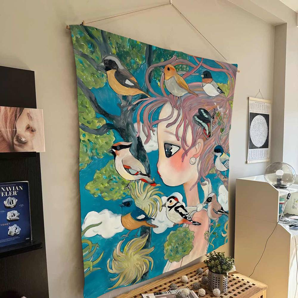 Aya Takano Cartoon Colorful Ta - Wall Scroll Tapestry ulasan dan harga