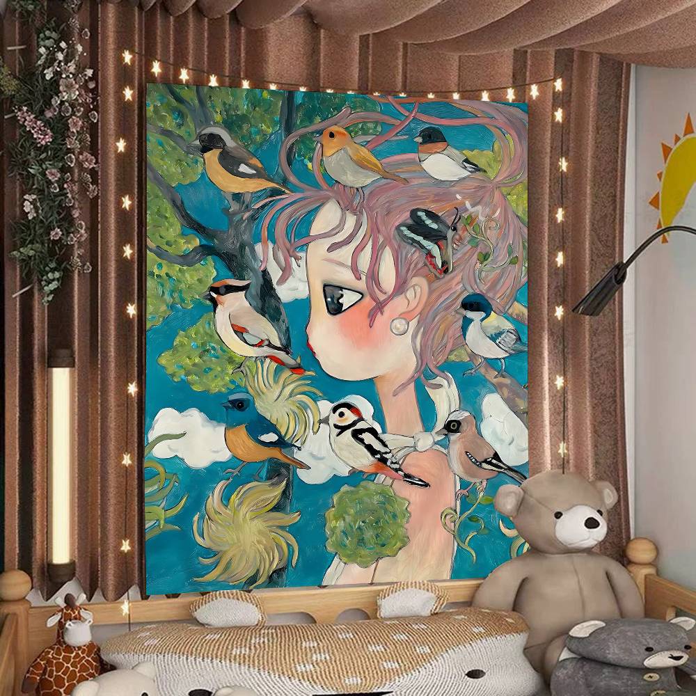 Aya Takano Cartoon Colorful Ta - Wall Scroll Tapestry ulasan dan harga