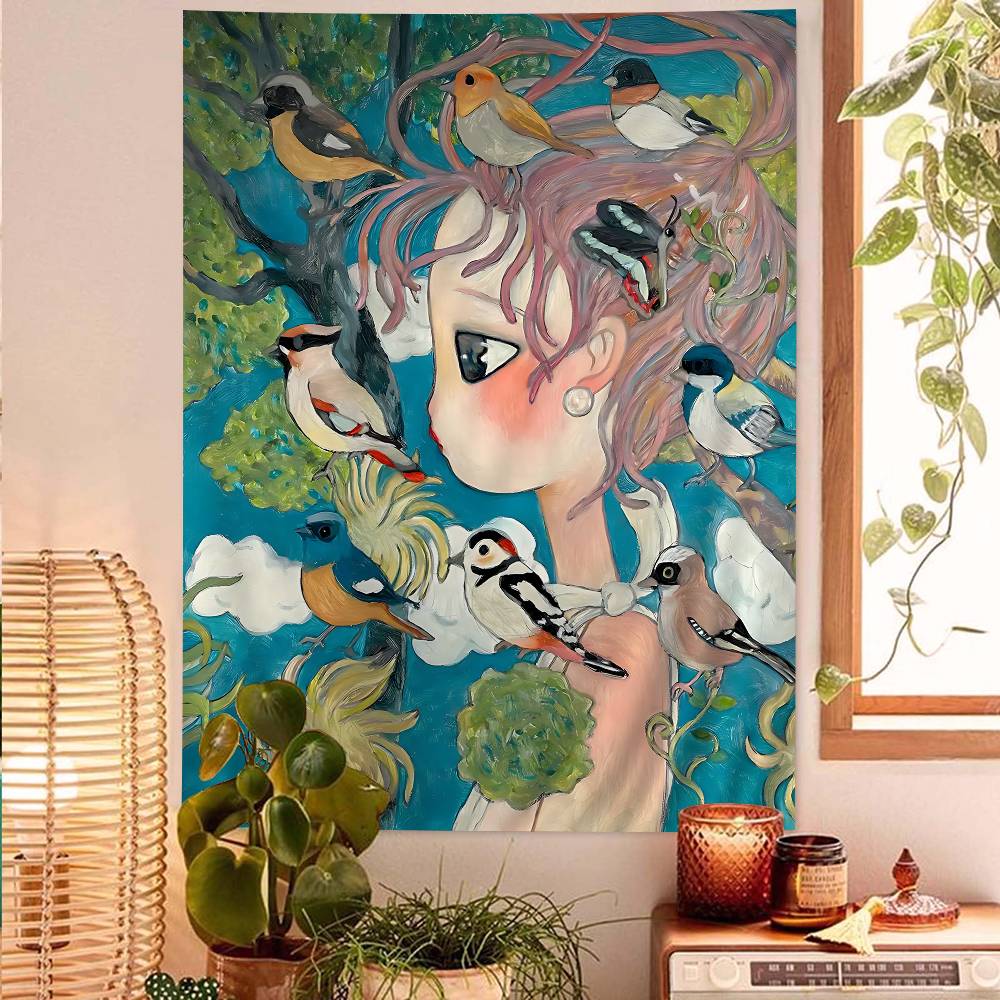 Aya Takano Cartoon Colorful Ta - Wall Scroll Tapestry ulasan dan harga